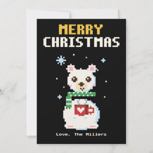 Carte de Noël Pixel Art Ours Polaire