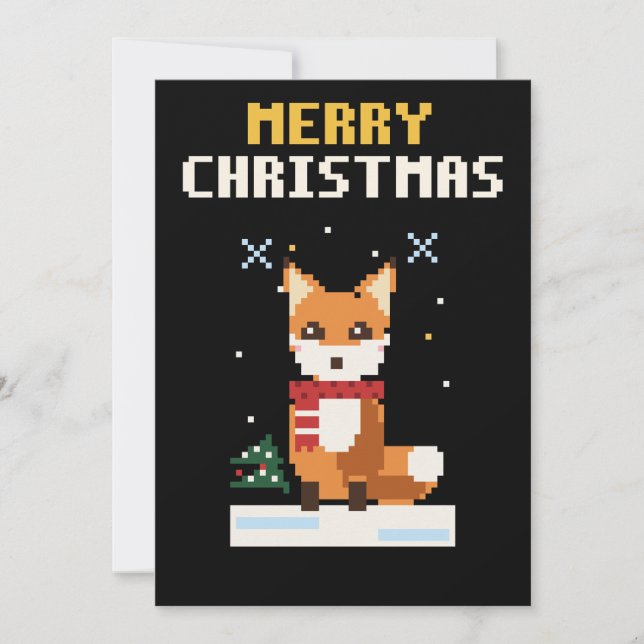 Carte de Noël Pixel Art Renard (Devant)