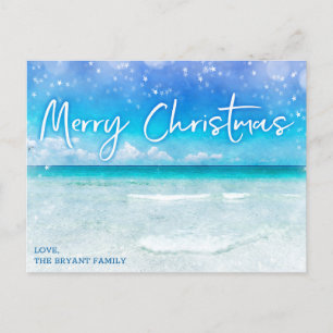 CARTE DE NOËL   Plage tropicale de Floride bleu sa