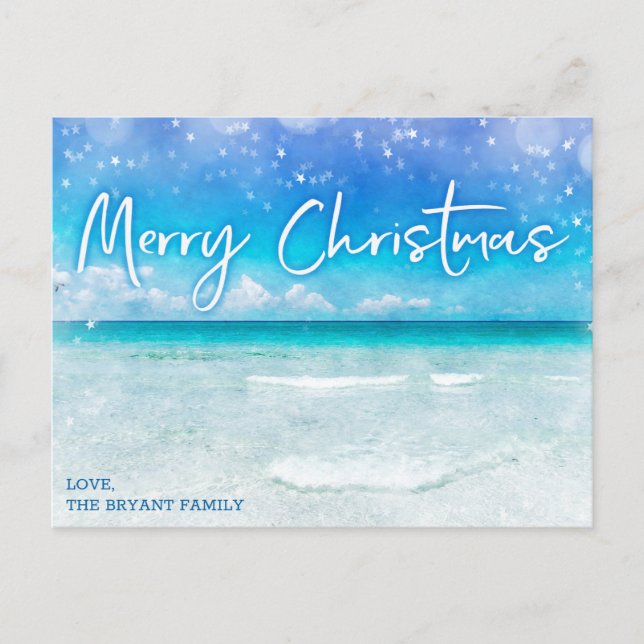 CARTE DE NOËL | Plage tropicale de Floride bleu sa (Devant)