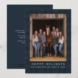 Carte de Noël Plaid Tartan Équestre Ferme Ranch
