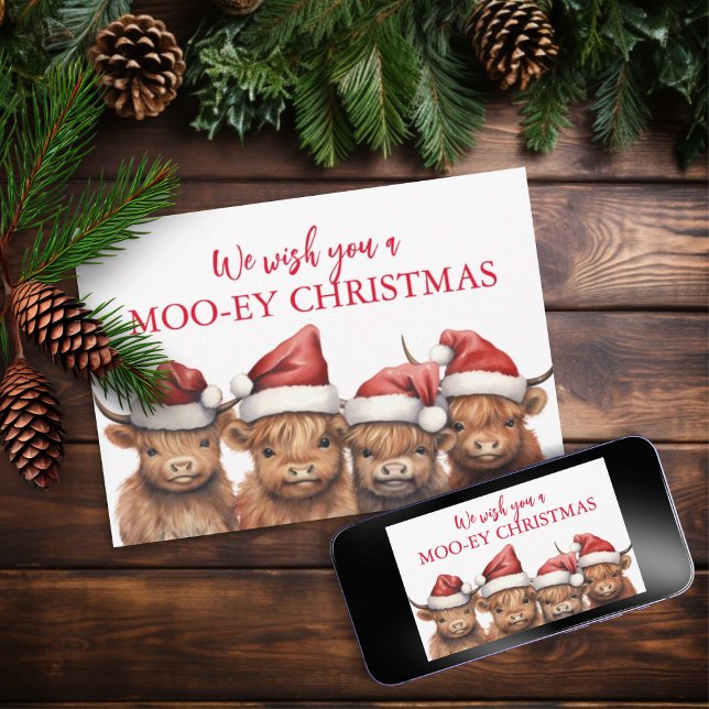 Carte de Noël plat Highland Cow (Créateur téléchargé)