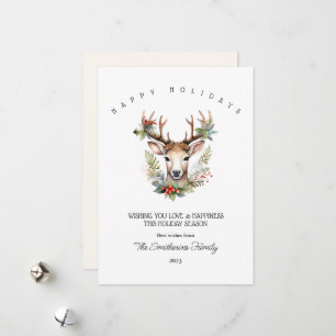 Carte de Noël plate aquarelle Renne