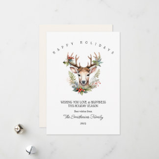 Carte de Noël plate aquarelle Renne