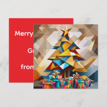 Carte de Noël plate avec arbre de Noël moderne abs