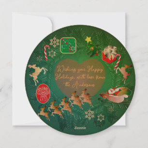 Carte de Noël plate avec couronne de Noël + photo