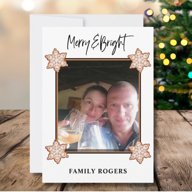 Carte de Noël plate avec photo de cookies (Créateur téléchargé)