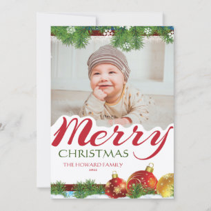 Carte de Noël plate avec photo de famille