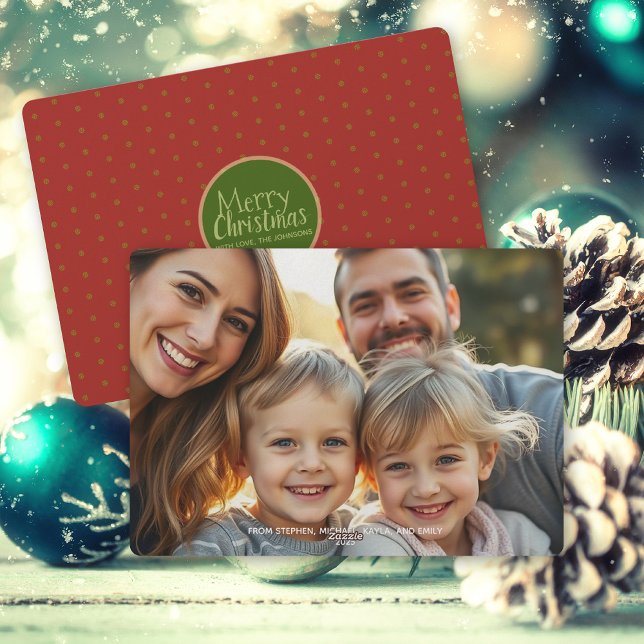 Carte de Noël plate avec photo de famille Joyeux N (Créateur téléchargé)