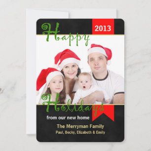 Carte de Noël plate avec photo et changement d'adr