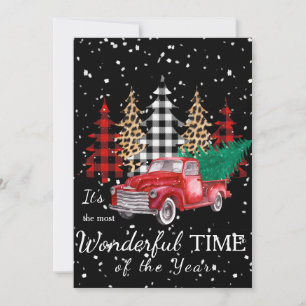 Carte de Noël plate camion rouge pour les Fêtes