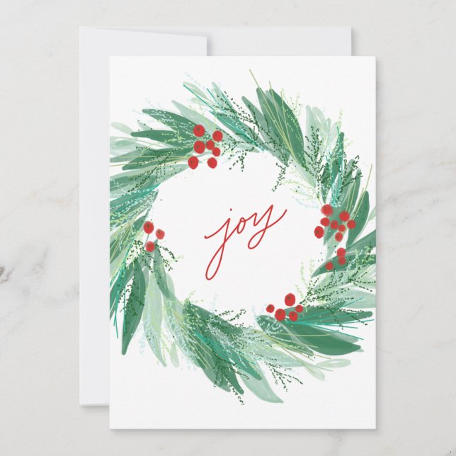 Carte de Noël plate chic avec couronne botanique p (Devant)