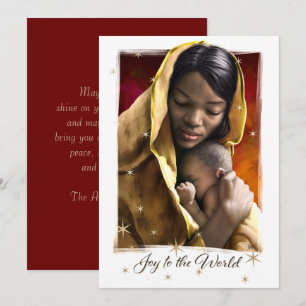 Carte de Noël plate de Madonna d'Afrique américain