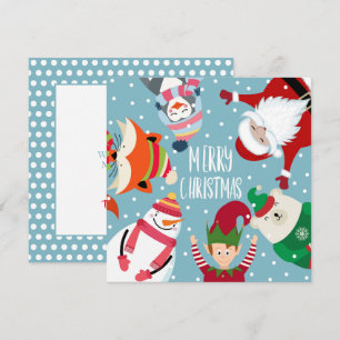 Carte de Noël plate de Santa Claus et ses amis