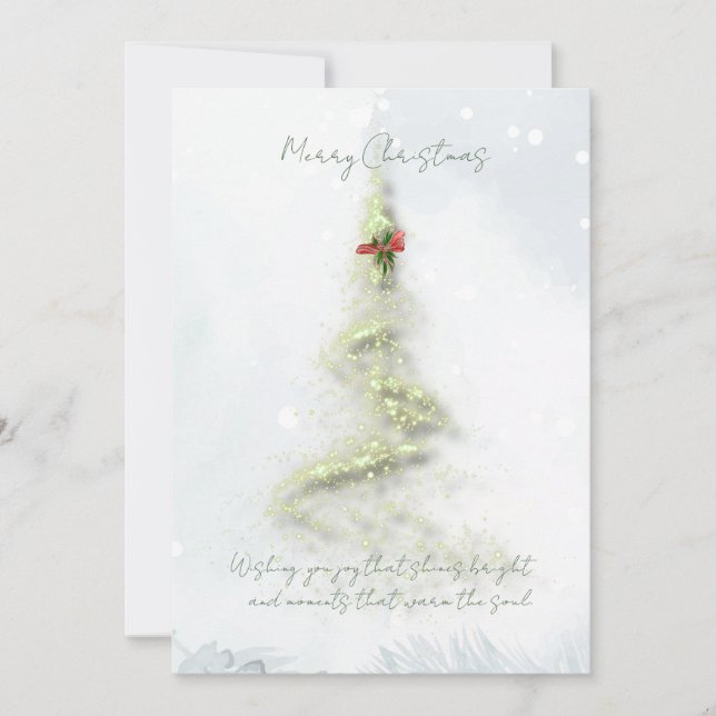 Carte de Noël plate en forme d'arbre de Noël scint (Devant)