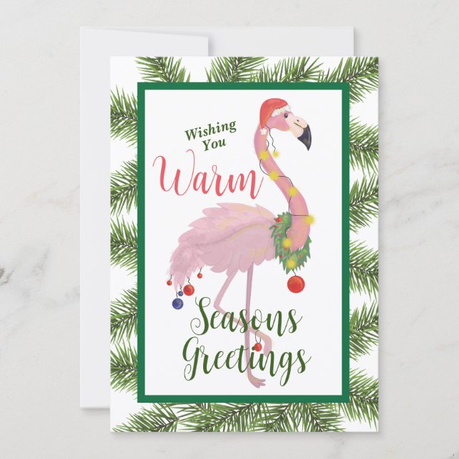 Carte de Noël plate Flamingo Saison Vœux (Devant)