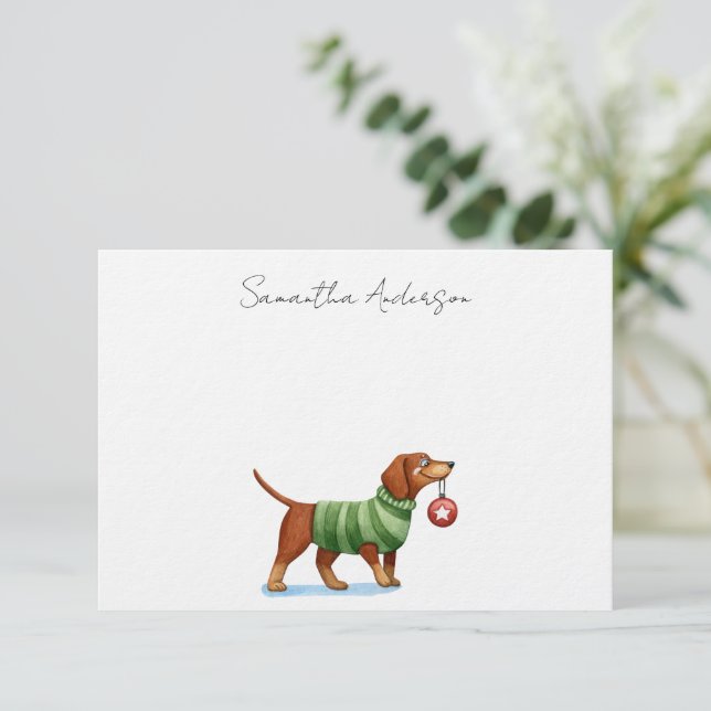 Carte de Noël plate personnalisée avec chien migno (Debout devant)