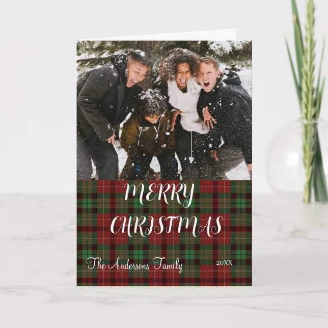 Carte de Noël pliée à carreaux de Buffalo (Devant)