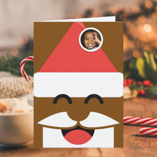 Carte de Noël pliée avec photo du visage du Père N