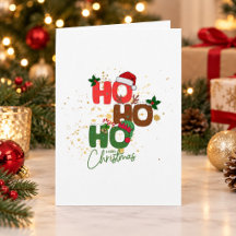Carte de Noël pliée avec photo personnalisée Ho Ho