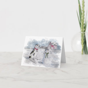 Carte de Noël pliée Bonhomme de neige Cowboy