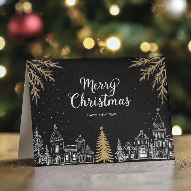 Carte de Noël pliée Calligraphie Fêtes (Créateur téléchargé)