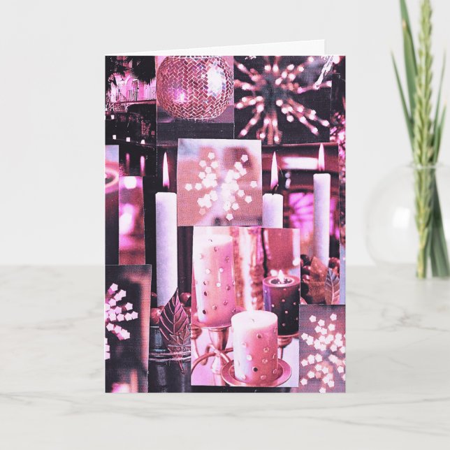 Carte de Noël pliée Chandelles et Paillettes de No (Devant)