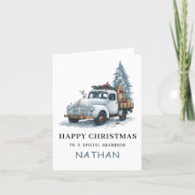 Carte de Noël pliée en forme de camion pour petit-