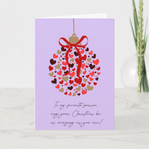 Carte de Noël pliée Love Hearts