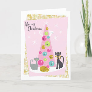 Carte de Noël pliée "Meowy Christmas"