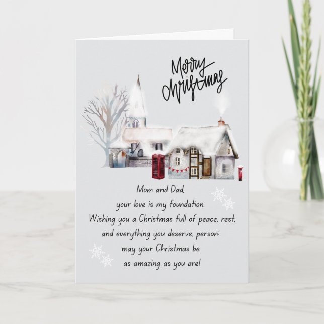 Carte de Noël pliée mignonne pour maman et papa (Devant)