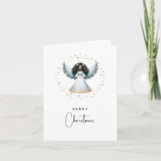 Carte de Noël pliée non photo ange noir
