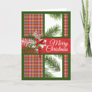 Carte de Noël pliée personnalisée brillante et col