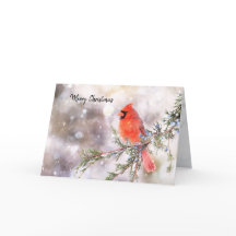 Carte de Noël pliée Rouge Cardinal