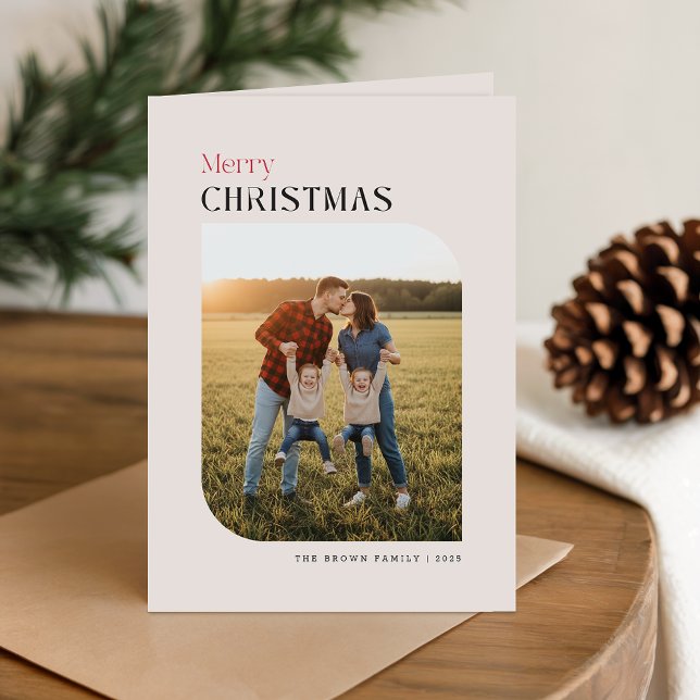 Carte de Noël pliée rouge et noire pour photo de f (Créateur téléchargé)