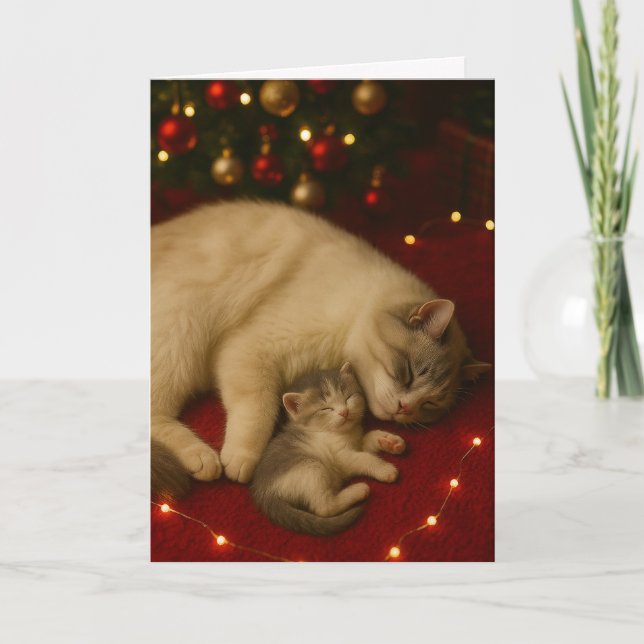 Carte de Noël pliée Sleeping Cats (Devant)