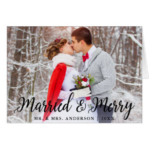 Carte de Noël Plier Photo Mariage Marié & Joyeux