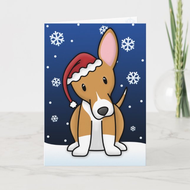 Carte de Noël Podengo portugais Kawaii (Devant)