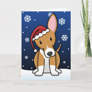 Carte de Noël Podengo portugais Kawaii
