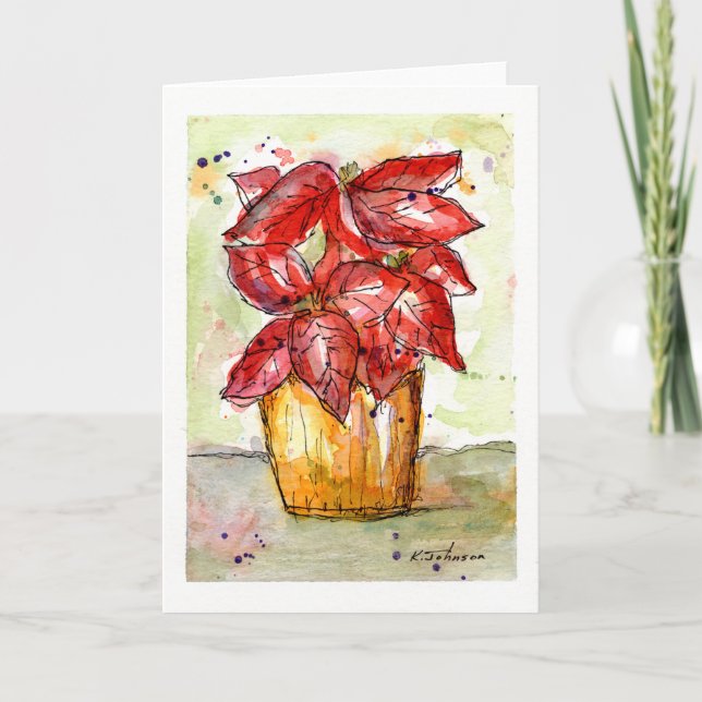Carte de Noël Poinsettia (Devant)