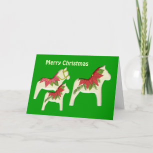 Carte de Noël Poinsettia Horses
