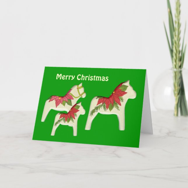 Carte de Noël Poinsettia Horses (Devant)