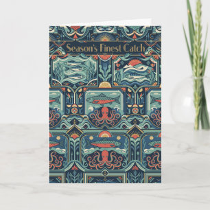 Carte de Noël Poisson en Conserve Rétro