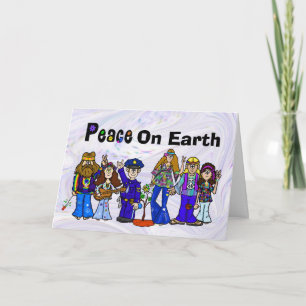 Carte de Noël Policier et Hippies