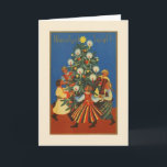 Carte de Noël polonaise de Wesołych Świąt de cru<br><div class="desc">Carte de voeux polonaise rétro/de cru Noël.  Danse autour de l'arbre de Noël !  Wesołych Świąt !  Joyeux Noël !</div>