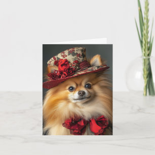 Carte de Noël Pomeranian Élégant Chien Victorien