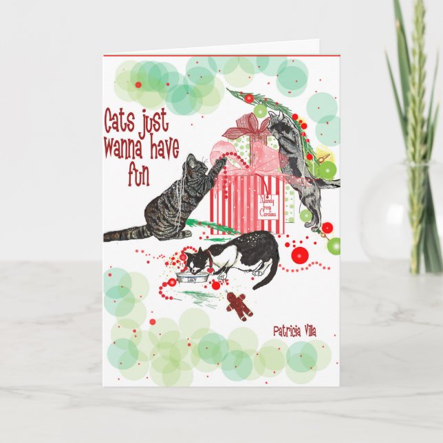 Carte de Noël pour amateurs de chats (Devant)