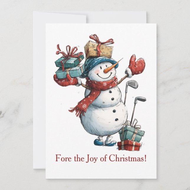 Carte de Noël pour amateurs de golf – Dessin de bo (Devant)