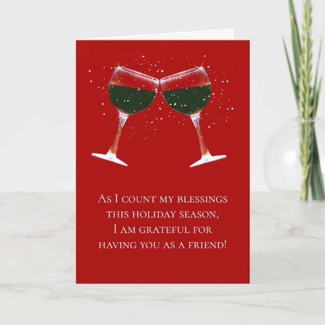 Carte de Noël pour Ami Funny Vacances Vins (Devant)