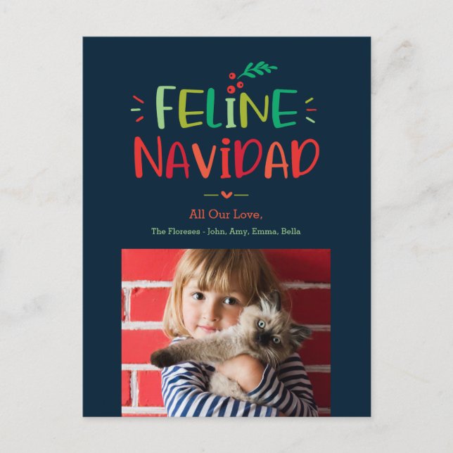 Carte de Noël pour animaux de compagnie Feline Nav (Devant)